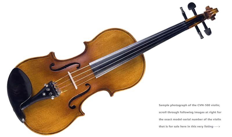 Cecilio 4/4 Deluxe Student+ Violin Aged 2 Years+ Tonewoods Solid Spruce Top Flamed Maple,Neck & sides, Inlaid Purfling, All-Ebony Components, Independent Fine-Tuners, Mongolian Horsehair Brazilwood Bows, Satin Antique Finish image 1