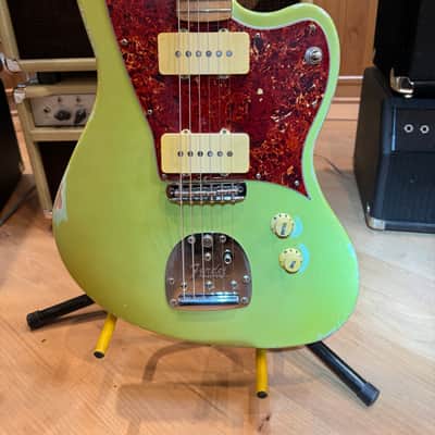 Fender-Wolf Jazzmaster 2020, Maui Green, USA, 7 Lbs 15 oz. Hand wound Alnico, killer “C” neck, tortoise guard, Kluson Tuners and you’ll love this one! image 1