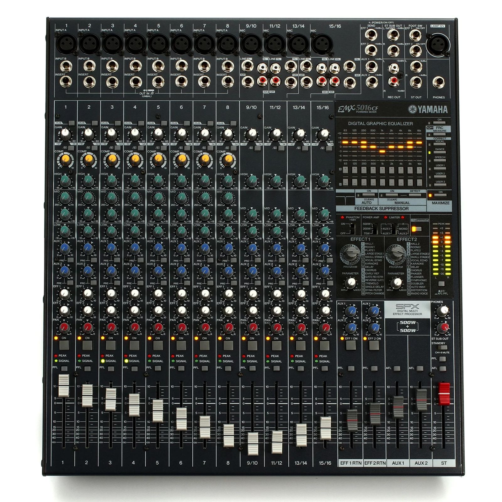 Yamaha EMX5016CF 16 Channel 500-Watt Powered Analog Mixer | Reverb