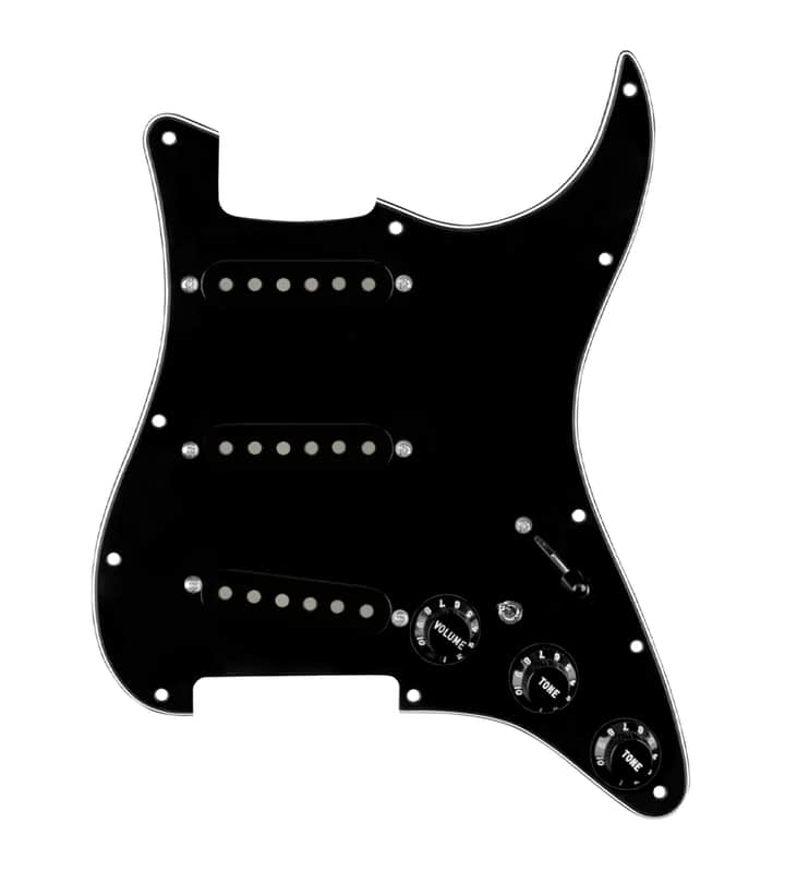 920D Custom Vintage American Loaded Pickguard for Strat With Black Pickups, Black Pickguard, and S7W-MT Wiring Harness image 1