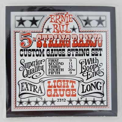 Ernie Ball 2312 5-string Banjo Light Stainless Steel Strings w/ Loop End (09 - 20w)