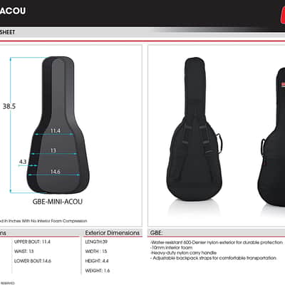 Gator Gator GBE-MINI-ACOU Acoustic Guitar Bag image 2