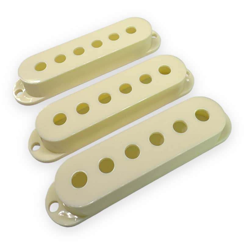 Single Coil Pickup Covers, Vintage White, Vintage (52 mm) Spacing image 1