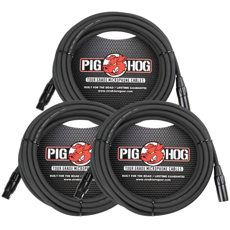 3 Pack Pig Hog PHM30 XLR High Performance 8mm Microphone 30 Foot Ft Mic Cable Lifetime Warranty! image 1