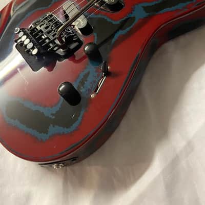 Arbor G-410 Electric Guitar SSS Strat Style Floyd 1980s - Washed Out Red / Blue image 6