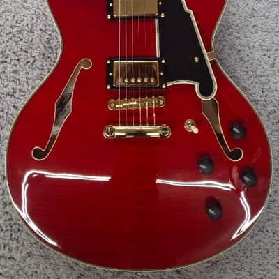 D'Angelico Excel DC Semi-Hollow Body Electric Guitar w/Hard Case, Trans Cherry image 3