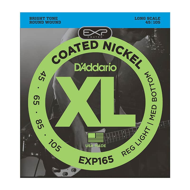 D'Addario EXP165 Coated Bass Guitar Strings Light Top/Medium Bottom 45-105 Long Scale image 1