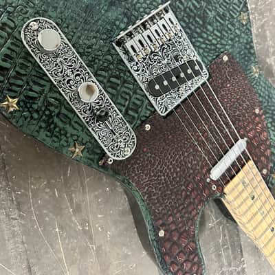Custom Telecaster Style Guitar Tooled Alligator Leather Art Top image 10