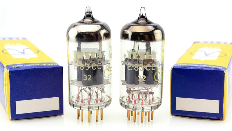 Matched Pair 1977 Tesla E83CC ECC83 ECC803S Gold Pin Military NOS Vacuum Tubes image 1