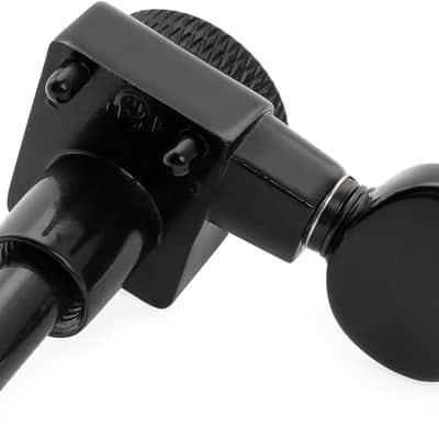 Left-Handed 6-in-line 18:1 Ratio 2-Pin Full Sealed Locking Machine Heads Tuners Tuning Pegs Keys with Button for Electric Guitar, Black image 3