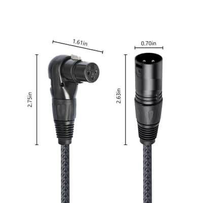 Right Angle XLR Cable, Adjustable-Angle Female to Straight Male Microphone Mic Cable Cord, 90 Degree XLR Female Adapter for Sound Devices Mixer Recorder - 1 FT 2 Pack image 2