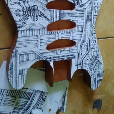 Javara Guitar Hand-carved Alien motif (inspired by the work of HR Giger) 2023 image 8