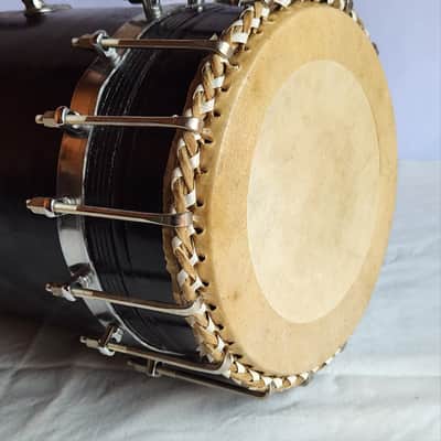 Handmade Traditional Indian Naal Drum - Dark Brown with Hand-Painted Decoration image 6