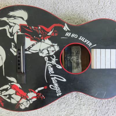 Vintage 1938-40 Supertone Lone Ranger Guitar Vibrant Graphics Rare Model Regal image 2