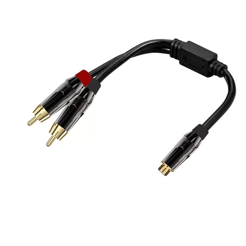 RCA Female Mono to Dual RCA Male Mono Splitter Y Cable Extension Insert Cable image 1