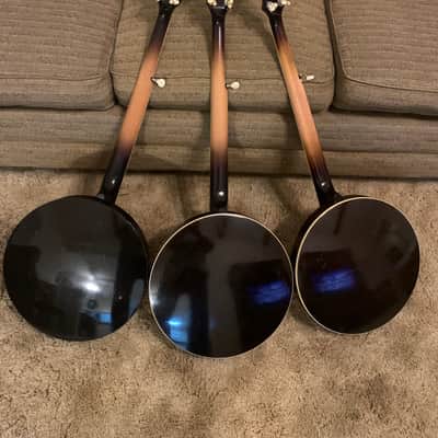 Gibson TB-1 5 string conversions 1926 diamond flange 2- 1928 hex flange - dark walnut brown finish with speed necks image 2