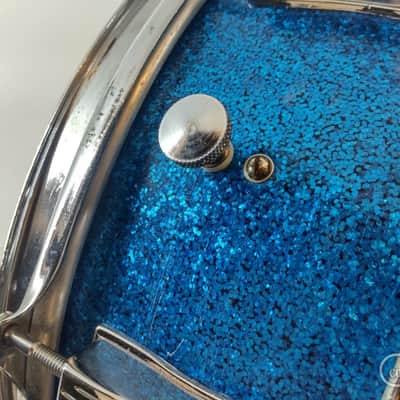 Ludwig 1960's Trans-Badge "Jazz Festival"14"×5" " Blue Sparkle" 1960's image 8