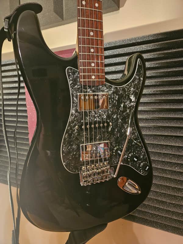 Squier Upgraded Black HSH Parts Caster, Gator case, strap, tech set up image 1