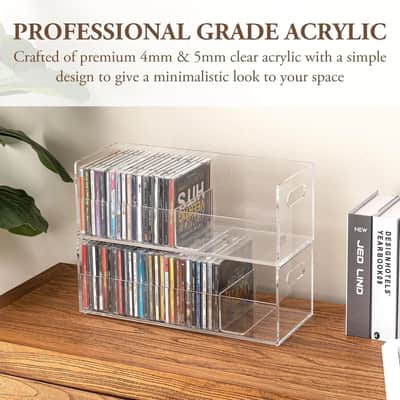 Clear Acrylic Stackable CD Storage Bins (Set of 2) — Studio-Grade Media Organizers for CDs, Sample Libraries & Retro Audio Collections image 3
