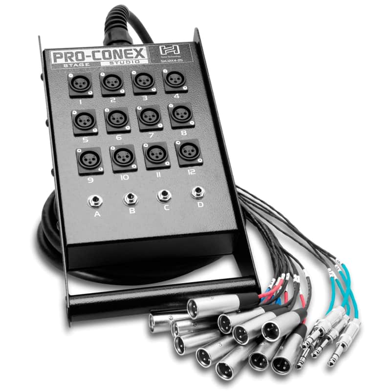 Hosa SH-12X4-100 Stage Box Snake - 12 x XLR Sends and 4 x 1/4 in TRS Returns - 100 FT image 1