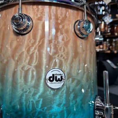~WOW!~ DW Collector's Series 333 Pure Maple 5-Piece 10/12/14/16/22 Drum Kit Set in Malibu Fade over Exotic Super Quilted Maple w/ Chrome Hardware image 16