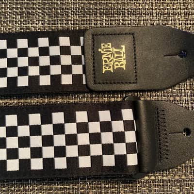 Ernie Ball Jacquard Premium Guitar/Bass Strap - Black & White Checkered image 2