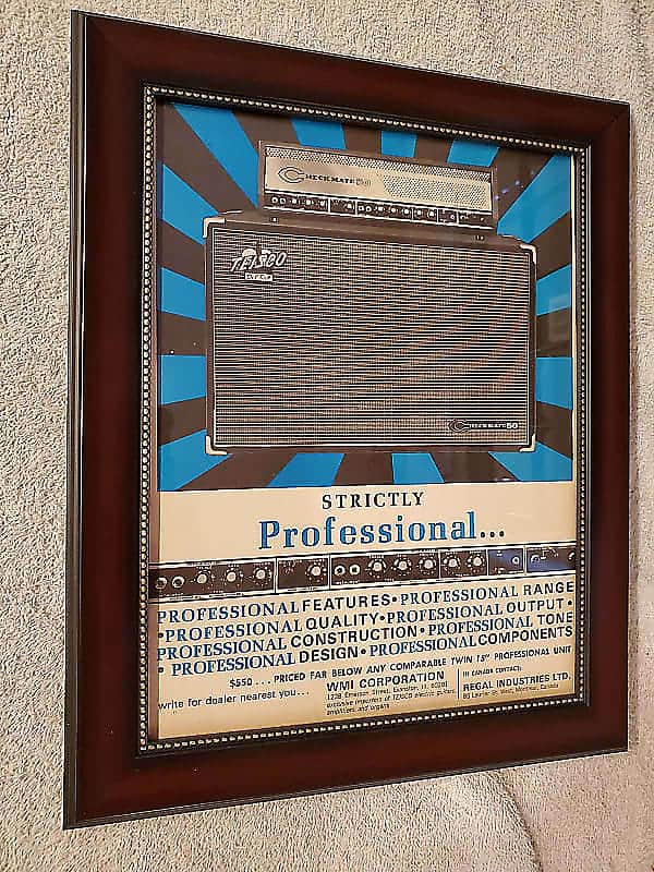 1966 Teisco Promotional Ad Framed Checkmate 50 Amp Original image 1