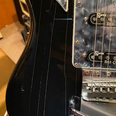 Burns Black Bison with Scroll Headstock, 3 Rez-O-Matik Pickups, Blue Shell Pickguard, Plek’d beautiful fingerboard, all Original! image 11