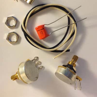 Wiring Harness Kit For P Bass CTS 450G Knurled Pots .1uf 225P Orange Drop Cap image 1