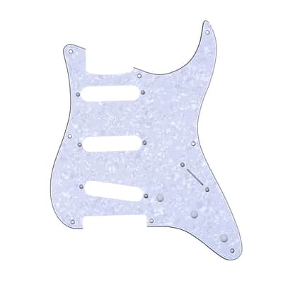 Brio 8-Hole 57 Vintage Style Strat SSS Pickguard for American Stratocaster 4 Ply Pearloid White image 1