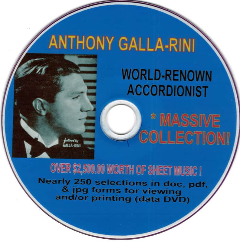 Anthony Galla-Rini Massive Accordion Sheet Music DVD WITH 161 Selections Knocky P{F-1 2026 image 1