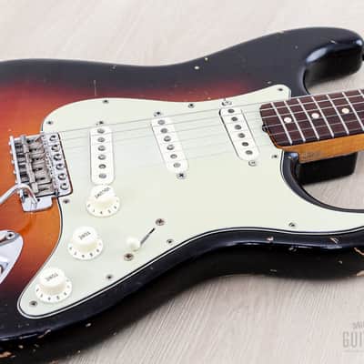 1961 Fender Stratocaster Vintage Guitar Sunburst Slab Board w/ Flame Neck, Hangtag, Strap & Case image 6