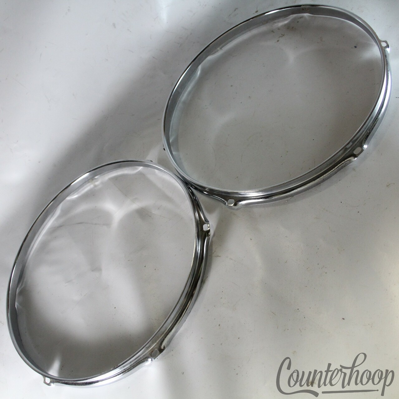Ludwig 2x 13"Tom Drum Rims/Hoops Triple-Flange Chrome Classic 6-Hole Vintage 60s — main photograph