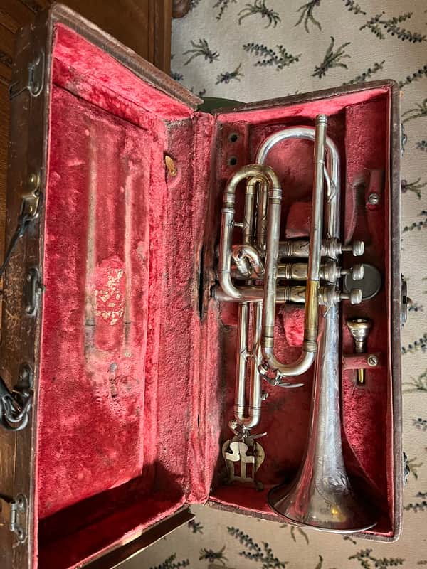 H. N. White King "Silvertone" Bb Cornet w/ case Circa 1920 image 1