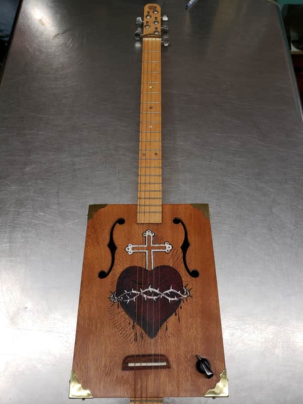 Daddy Mojo Sacred Heart 5-string Cigar Box Guitar image 1