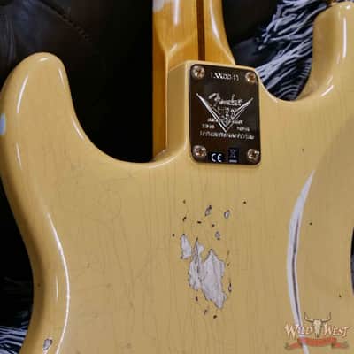 Fender Custom Shop Limited Edition 70th Anniversary 1954 Stratocaster Hardtail Relic Nocaster Blonde with Black Pickguard & Gold Hardware 6.50 LBS image 13