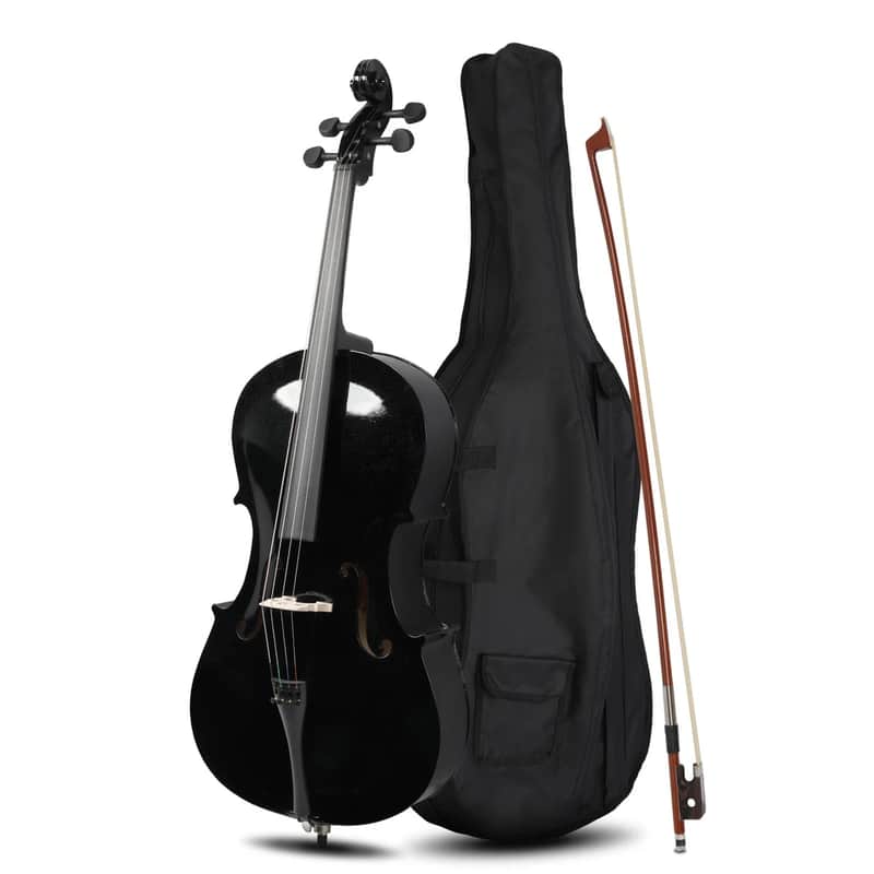 Cxxss High Quality Cello 4/4 Full Size Black BassWood +Bag+Bow+Rosin+Bridge image 1