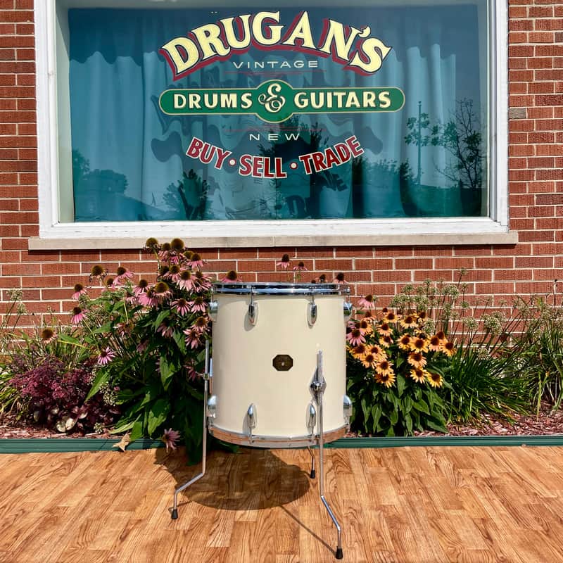 1970s Gretsch 16x16 Stop Sign Badge Floor Tom Drum White Nitron image 1