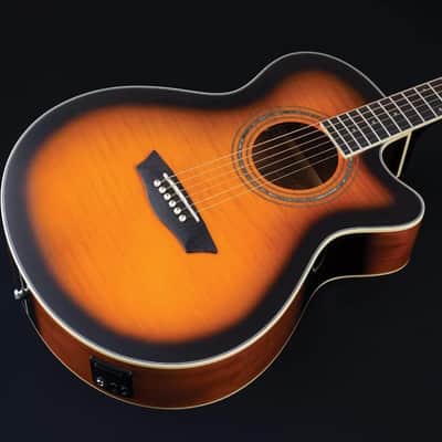 Washburn Festival EA15 Mini Jumbo Cutaway, Acoustic Electric Guitar, Tobacco Burst image 10