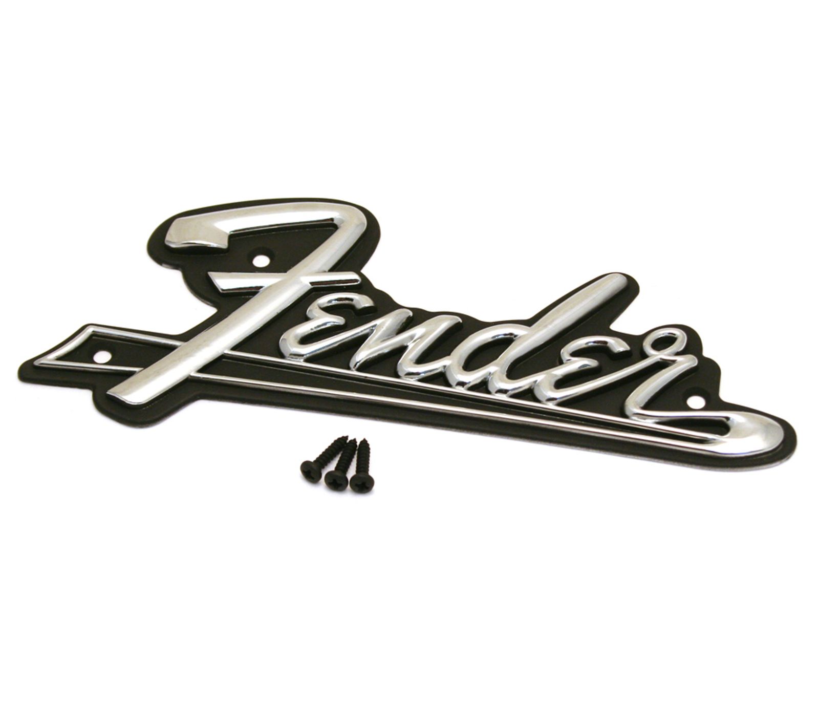 Fender 099-4093-000 Black Panel Amplifier Logo Plate with Screws
