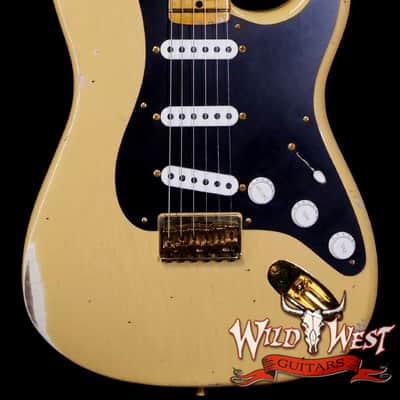 Fender Custom Shop Limited Edition 70th Anniversary 1954 Stratocaster Hardtail Relic Nocaster Blonde with Black Pickguard & Gold Hardware 7.10 LBS image 1