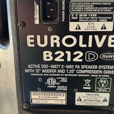 Behringer Eurolive B212D 550-Watt 12" Powered Speaker 2012 - Present - Black image 4
