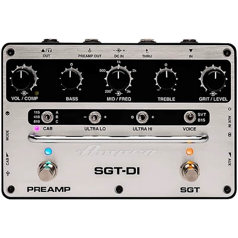 Ampeg SGT-DI All-in-One Bass Box Effects Pedal 2024 - Silver & Black image 1
