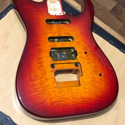 1989-91 Japan Charvel 375 Deluxe Exotic Flame Sunburst Guitar Body Floyd Ready image 3