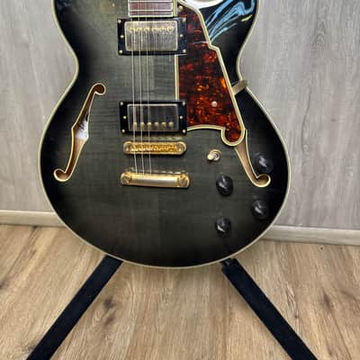 D'Angelico Excel EX-SS Semi-Hollow with Stop-Bar Tailpiece, Gold Hardware 2010s - Grey Black image 2