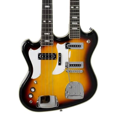 Eastwood MRG Series Double-Neck LH Bound Maple Top Body & Neck 4/6-String Electric Guitar w/Gig Bag for Left Handed Players image 3