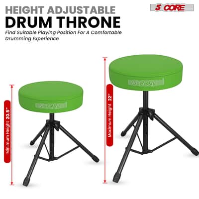 5 Core Drum Throne 3" Padded Seat Adjustable Drumming Chair for Practice and Performance image 4
