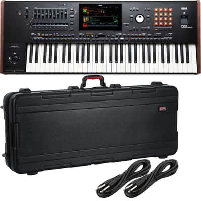 Korg Pa5X-61 61-Key Workstation, Gator GTSA-KEY61, (2) 1/4 Cables Bundle