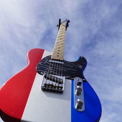 G&L USA CUSTOM SHOP ASAT Classic Red,White,Blue Metal Flake 6-String Electric Guitar w/ Case (2024) image 1