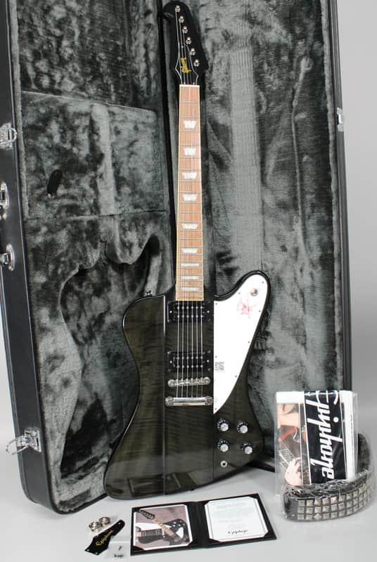 2018 Epiphone Ltd. Ed. Slash Signature Firebird Premium Outfit Signed #95/100 Trans Black w/OHSC image 1